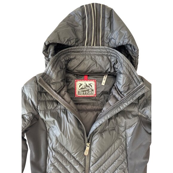 Alp N Rock Womens Hooded Quilted Puffer Coat With Striped Hood - Black M… - Picture 8 of 12